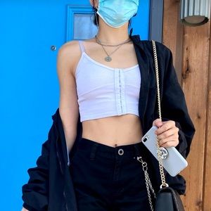 White corset crop top